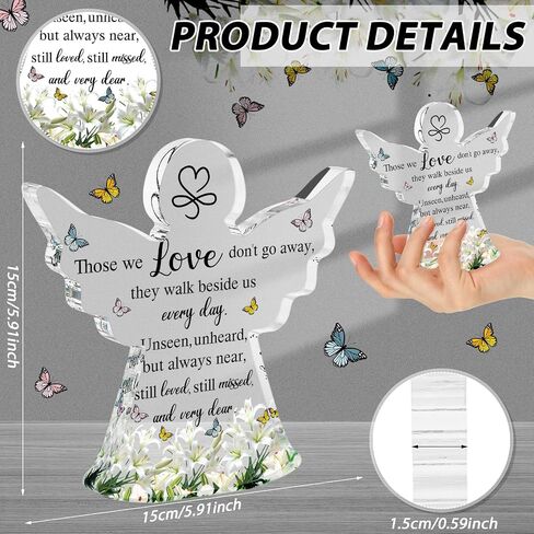 Jetec Bereavement Gift Angel Red Cardinal Acrylic Memorial Gift Sympathy Table Decor Remember Me Grieving Gift Sympathy Gift for Loss of Loved One Remembrance Decor (Angel Style,6 x 6 x 0.6 Inch) in Saudi Arabia