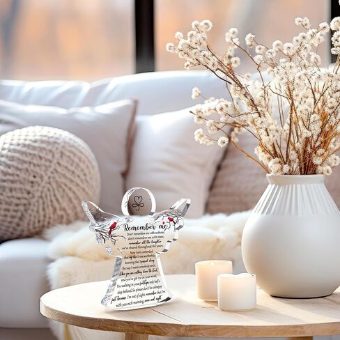 Jetec Bereavement Gift Angel Red Cardinal Acrylic Memorial Gift Sympathy Table Decor Remember Me Grieving Gift Sympathy Gift for Loss of Loved One Remembrance Decor (Angel Style,6 x 6 x 0.6 Inch) in Saudi Arabia