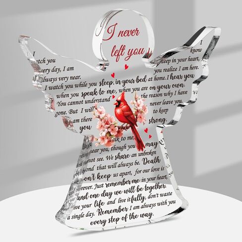 Jetec Bereavement Gift Angel Red Cardinal Acrylic Memorial Gift Sympathy Table Decor Remember Me Grieving Gift Sympathy Gift for Loss of Loved One Remembrance Decor (Angel Style,6 x 6 x 0.6 Inch) in Saudi Arabia
