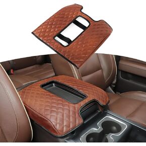 RT-TCZ لـ Silverado Center Cover Cover Pad Pu Pu Leather for Chevy Silverado/Suburban/Tahoe 2014-2017 for GMC Sierra/Yukon 2014-2017 Brown Liner