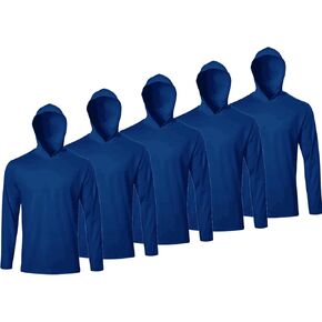 5 Pack Men's Long Sleeve Tees Quick Dry UV Protection Pullover Hoodies Gym Workout Outdoor Sports Athletic Shirts