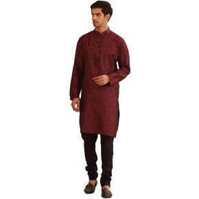 Sojanya (Since 1958 Men'S Silk Blend Kurta & Black Churidar Pyjama Set
