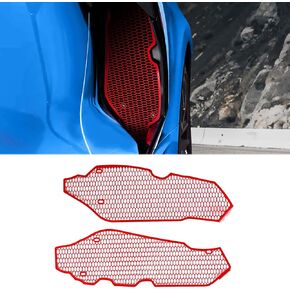 2Pcs Red Upgraded Side Intake Mesh Grilles Insert,OEM Style Aluminum Driver and Right Passenger Side Radiator Air Intake Vent Guards Accessories for Corvette C8 Stingray 2020-2024