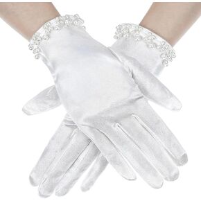 2 PCS قفازات بيضاء النساء اللؤلؤة القفازات القفازات البيضاء القفازات للمرأة الزفاف الثنائي زهرة العرس لملحقات العشرينيات من القرن العشرين حفلة شاي الزهور