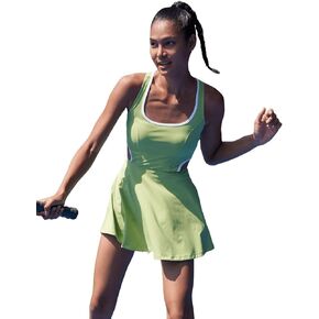 Womens Cut-Out Tennis Dress with Built in Shorts and Bra Workout Dress Golf Athletic Dress