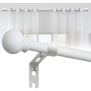 Curtain Rods for Windows 28 to 48 Inch, 5/8 inch White Decorative Splicing Metal Drapery Curtain Rod Set with Brackets for Bedroom, Cafe, Farmhouse