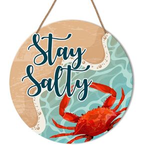 Beach Welcome Sign for Front Door, Summer Beach Welcome Sign Decor for Home Door Coastal House Front Porch Sea Wall Decorations Wooden Hanging Sign