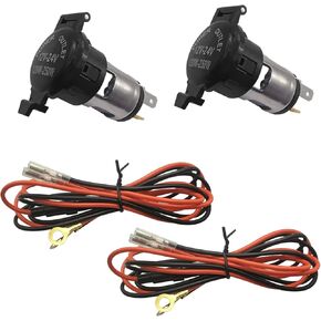 Car Cigarette Lighter Socket, Cigarette Lighter Socket with Extension Cable, 12 Volt Female Power Outlet Socket with Cover Wiring Harness, for Automotive, Truck, RV, Boat, SUV (2PCS)