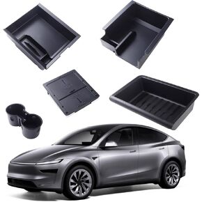5Pcs Center Console Organizer Tray for Tesla Model Y Accessories 2024 2023 2022 2021 2020, Armrest Storage Tray and Hidden Storage Box, Cup Holder Insert, Under Seat Storage Box