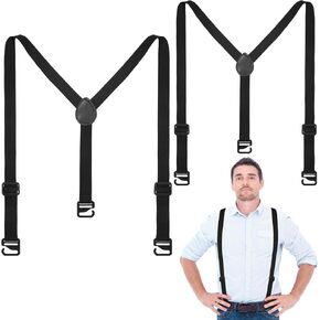 2PC Hidden Suspenders for Men - Invisible Under Shirt Y-shaped Adjustable Hiking Suspenders for Untucked (Plastic)