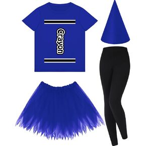 Mepase Crayon Costume Set Crayon T Shirt Tutu Skirt Gnome Cone Hat Leggings for Women Teacher in Saudi Arabia