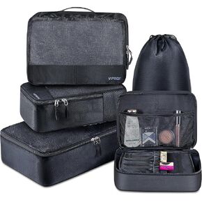 5 Set Packing Cubes Travel for Luggage Durable Suitcases Organizer Bags Lightweight Airplane Travel Vacation Essentials Accessories for Carry on (Black)