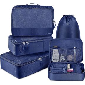 5 مجموعة مكعبات التعبئة سفر للأمتعة حقائب متينة حقائب منظمات خفيفة الوزن الطائرات سفر الإجازة الملحقات لـ Carry On (Black) in Kuwait