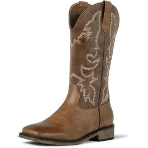 J's.O.L.E Square Toe Cowboy Cowgirl Boots for Women Mid Galf Ladies Fashion Boots Western Boots