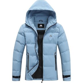 MOERDENG Women's Lightweight Full-Zip Puffer Jacket with Hood Quilted Warm Winter Coat Water Resistance Winter Jacket