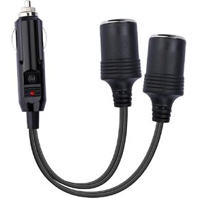12V Double Cigarette Lighter Adapter, 1 to 2 Car Cigarette Lighters Splitter 2 Socket, 18AWG Dual Cigarettes Lighter Extension Cord with 10A Fuse, Car Charger Splitter