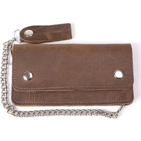 Milwaukee Leather MLW7802 Men's 6 "جلود محفظة راكب راكب راكب ثنائية الطول مع سلسلة من الفولاذ المقاوم للصدأ المضاد للسرقة