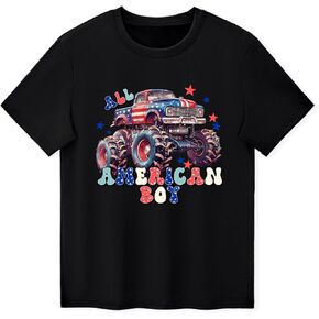 Boys T-Shirts Kids American Independence Day Shirts Toddler Boy Animal Striped Monster Truck 4th of July Top Tees