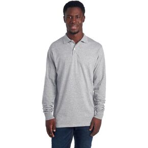 Jerzees Men's Long Sleeve Polo Shirts, Cotton Blend, Two Button Closure, Regular Fit, Sizes S-2x