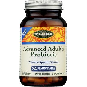 Flora - Probiotic Advanced Advanced's Blend ، سبع سلالات خاصة ، خالية من الغلوتين ، بروبيوتيك خام مع 34 مليار خلية ، 30 كبسولة