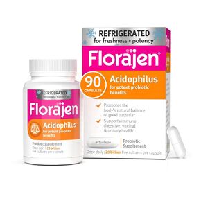 Florajen Acidophilus Probiotics, Gut Health, Vaginal Health, and Immune Support Supplement, Constipation and Bloating Relief for Adults, 60 Capsules (Refrigerated)