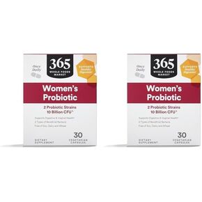 365 by Whole Foods Market, Women's Once Daily Probiotic (Vegetarian and Free of Soy, Dairy, and Wheat), 10 Billion CFU, 30 Count