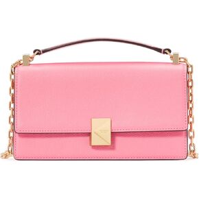 kate spade new york Deco Pebbled Leather mini Flap Chain Crossbody, Ruby Citrus