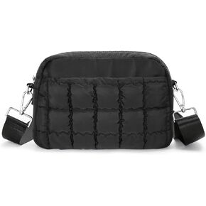 Herald Small Puffer Crossbody Bags for Women, Lightweight Nylon Quilted Shoulder Purse Handbag with Multiple Pockets