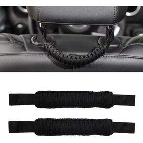2PCS Car Headrest Grab Handles, Headrest Paracord Safety Grab Handle, Rear Seat Passenger Roll Bar Car Assist Handle, Universal Handle Kit for Car, SUV, Truck, Pickup (Black) in Kuwait