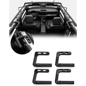 Bronco Aluminum Grab Handles Roll Bar Non-Slip Grip HandlesCompatible with Ford Bronco 2021-2025 Front or Rear Seat 2/4 Door Soft/Hard Top,Bronco Raptor Interior Accessories （4PCS/Black）