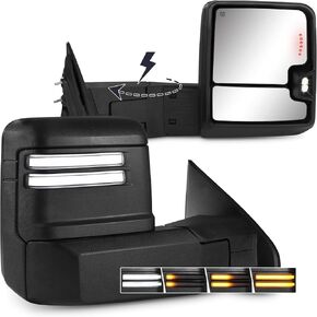 مرايا القطر لعام 2014-2018 Chevy Silverado/GMC Sierra 1500 2500HD 3500HD POWER POWARDER POWARDER TOWBACK مع مرآة الجري والتشغيل ضوء الإشارة الزجاجي المدفأة.