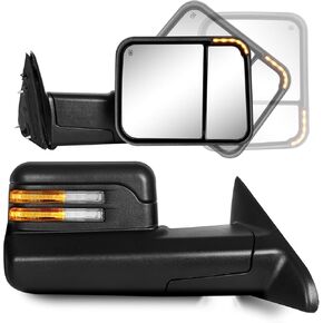 Towing Mirrors for Dodge Ram 1500 (2009-2018), 2500/3500 (2010-2018), and Ram Classic (2019-2024) Side Mirrors with Power Heated Turn Signal Light Puddle Lamp Pair Set