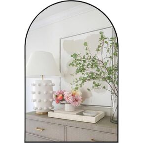 Black Arched Wall Mirror, Arch Bathroom Mirror 20 x 30 Inches Wall Mounted Mirror for Bathroom, Bedroom or Entryway(20x30 inch, Black)