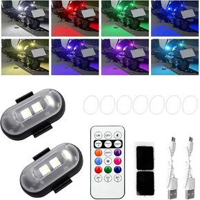 4 PCS Wireless Car LED Lights, Multi-Color LED Auto Strobe Light with Remote Control, Waterproof USB Charging Port Warning Drone Pilot Light, Universal Car Accessories