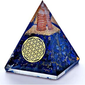 Selenite Glow Orgone Pyramid, Handmade Selenite Crystal Pyramid for High Frequency Vibration, Powers of Manifestation,Crystals and Healing Stones for Promotes Peace and Calmness, Orgonite Pyramids