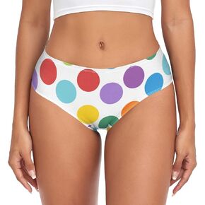 Domiking Rainbow Polka Dots Womens Intraded Stretch Bikini Banties Soft Brans for Girls Women Teen Teen