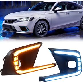 LED LED أثناء النهار يتوافق مع Honda Civic 11th Gen 2021 2022 2023 2024 LED LED Signal Light Light (ثلاثة ألوان)