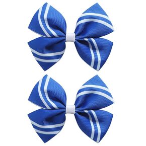 2PC Stripe Hair Bow Clips 4 Inch Women Wizard Dress Up Halloween Costume Hair Accessories Red