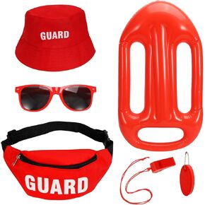 TTQ 6Pcs Guard Costume Set Include Guard Hat Fanny Pack Sunglasses Inflatable Float Whistle with Lanyard and Keychain