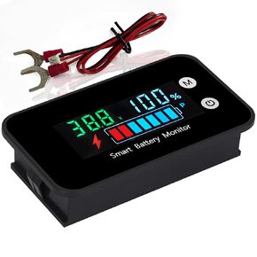Upgrade IPX7 Waterproof Battery Monitor,12v 24v 36v 48v 60v 72v Battery Tester for car,Golf cart,RV,Boat.Voltage,Remain Capacity Battery Monitor with Temperature and Buzzer Alarm