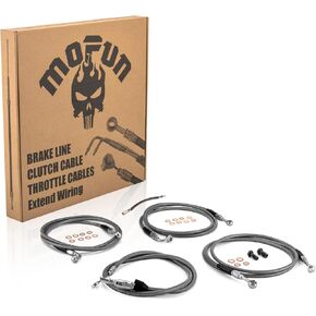 Mofun ABS Hydraulic Front Brake Line & Clutch Line Kit & Throttle by Wire Extensions Compatible with Harley Touring Road King Electra Road Glide 2021-2023, Fit 16"-18" Handlebar Black