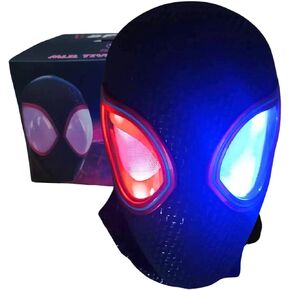 قناع Spiderhero Mask Eyes ، 2025 New Spiderman Mile Morales Hero Mask ، جهاز التحكم عن بُعد الوجه الكامل للبالغين/الأطفال ، هدايا عيد الفصح