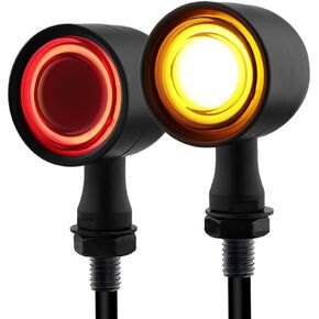 دراجة نارية LED LED LED LIGHT LING RING LIGHT LIGHT BACKLONS LITER Universal FIT متوافقة مع Harley Sportster Softail Cruiser Street Bike Cafe Bobber (Chrome ، 4pcs الأمامية+الخلفية)