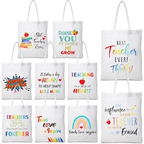 Chunful 10 Pack Teacher Bags Bags Press Presamptiation Gifts Bulk Inspirational for Women Christmas Gift Facs Rainbow Facs