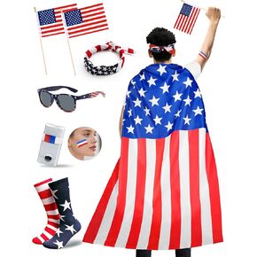 American Flag Cape Costume,4th of July Outfits for Women and Men Patriotic USA Independence Day Party Accessory Suit