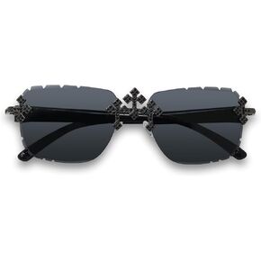 ICE STAR Triple Cross Iced-Out Sunglasses – Frameless Design Shades for Men & Women, Hip-Hop Fashion Eyewear