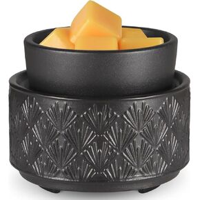 mocosa Ceramic Wax Warmer Wax Melt Warmer for Scented Wax 3-1 Electric Candle Warmer Home Fragrance Wax Burner as Gifts for Mom Grandma Women(Black-Granular)