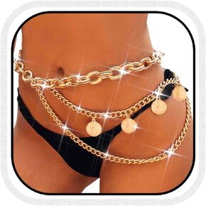 CLOACE Gold Belly Chain Layered Coins Body Chain Jewelry Coins Costume Accessory for Women