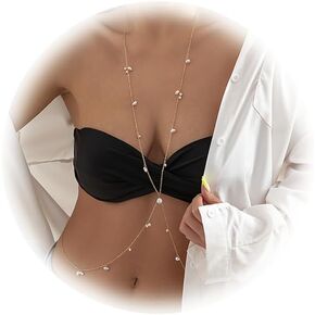مثير حبة برا برا -سلسلة المعادن كروسة تسخير لؤلؤة الصدر الصدر الصيف شاطئ جسم لؤلؤة bikini لؤلؤة الخصر سلسلة مجوهرات الجسم للنساء