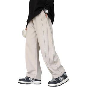 LittleSpring Boys Sweatpants with Adjustable Drawstring Cuffs Loose Fit Open Bottom 5-16 Years